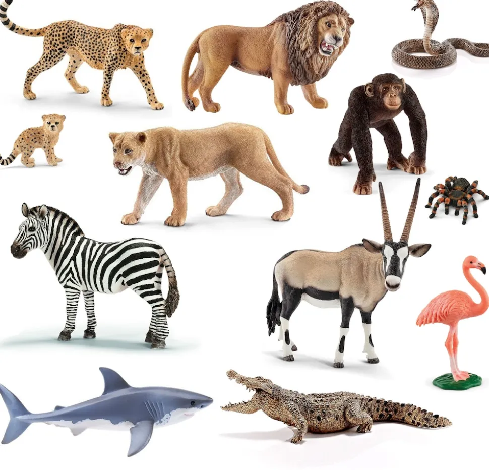 Schleich - Tierfiguren - Afrika-Set mit 12 Tieren Sammelfiguren Spielfiguren