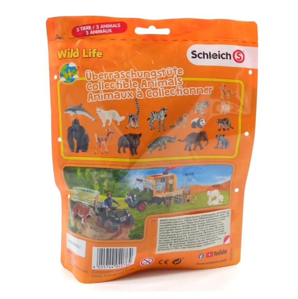 Schleich 10152270 - Wild Life - Überraschungstüte, 3 Wilde Tiere (Serie 4) Tüte Tierwelt