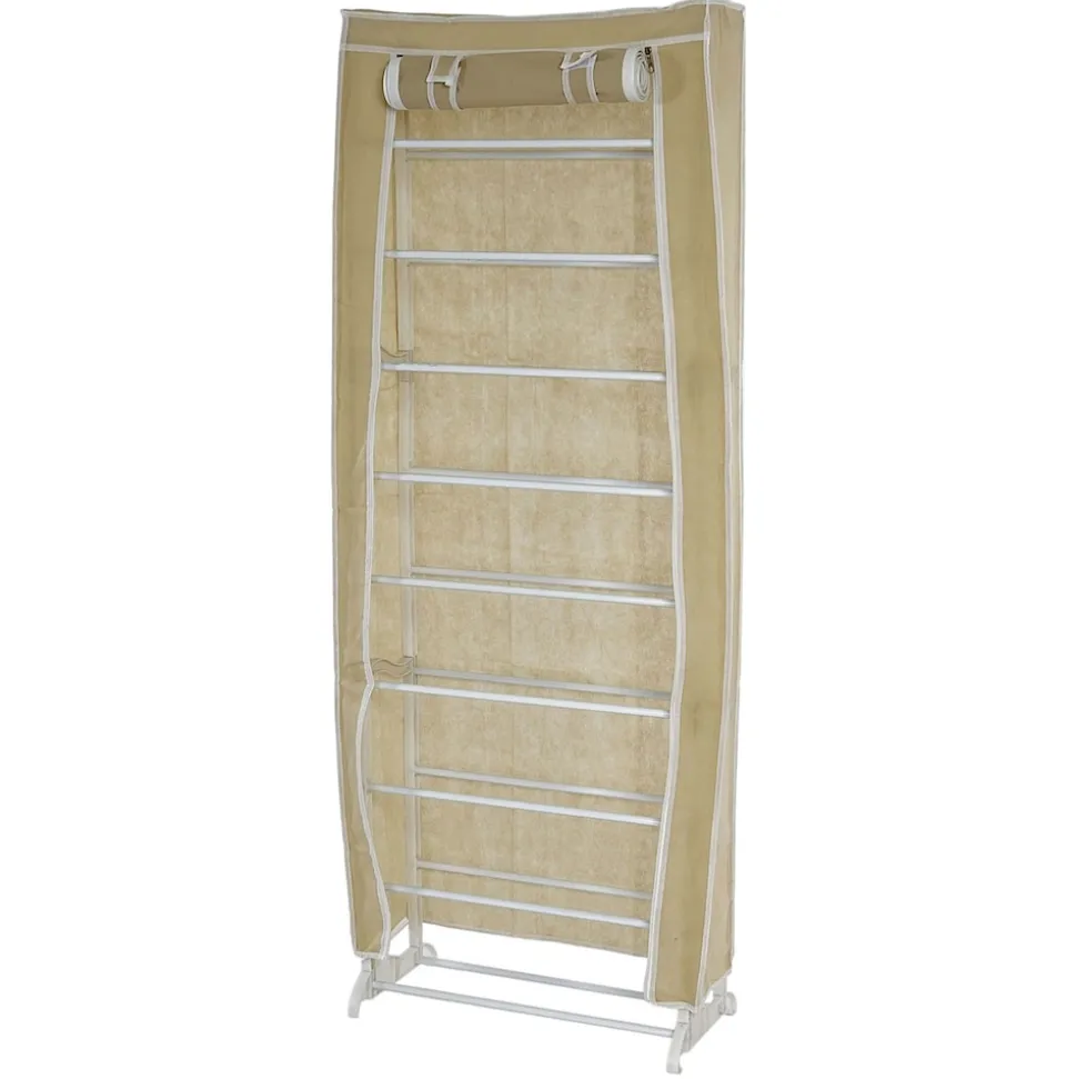 Schuhschrank Campingschrank Faltschrank Stoff 140x52x18cm creme