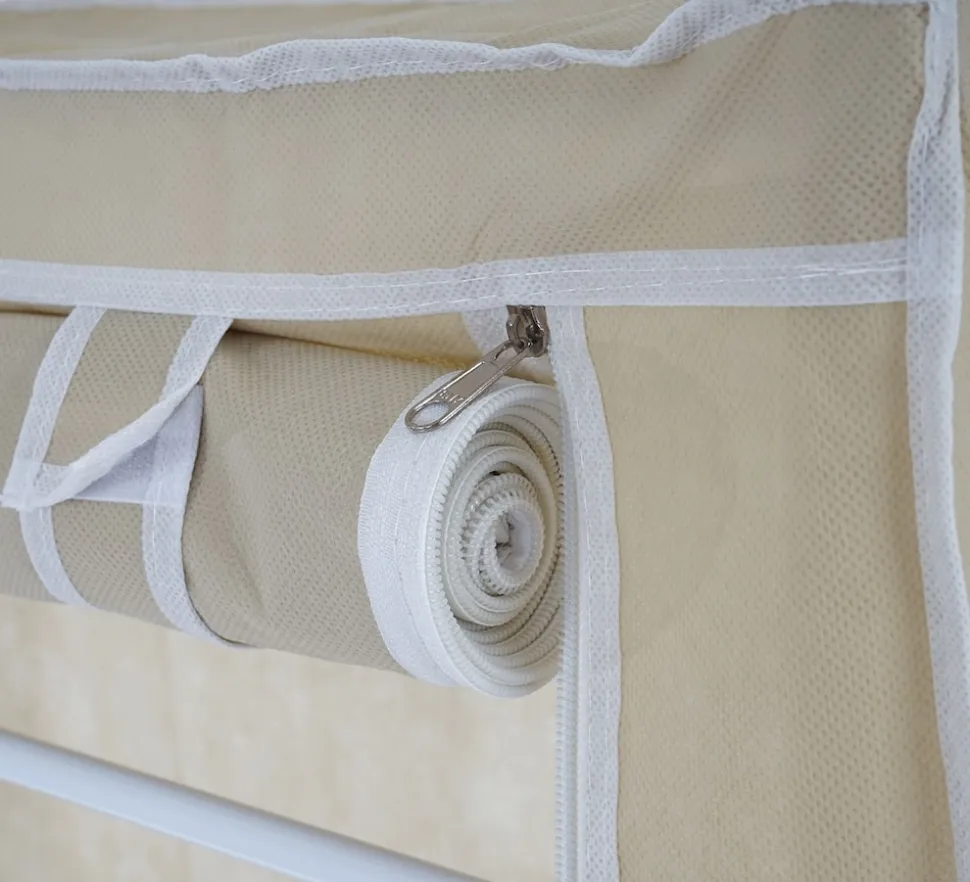 Schuhschrank Campingschrank Faltschrank Stoff 140x52x18cm creme