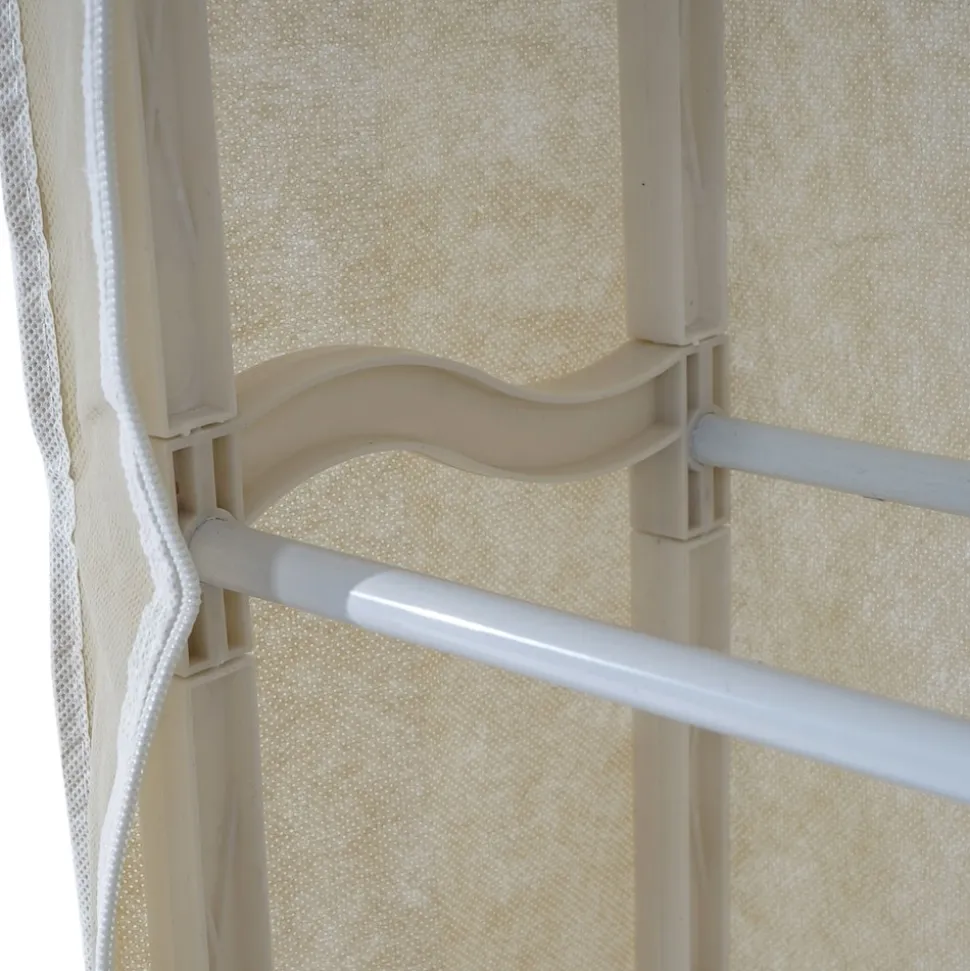 Schuhschrank Campingschrank Faltschrank Stoff 140x52x18cm creme