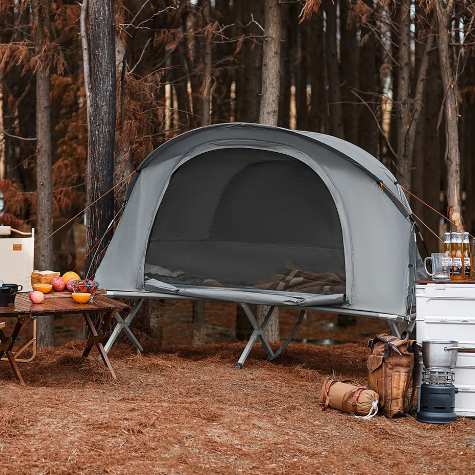 SoBuy Campingzelt 4 in 1 Set Hellgrau 193x145x160cm Funktional