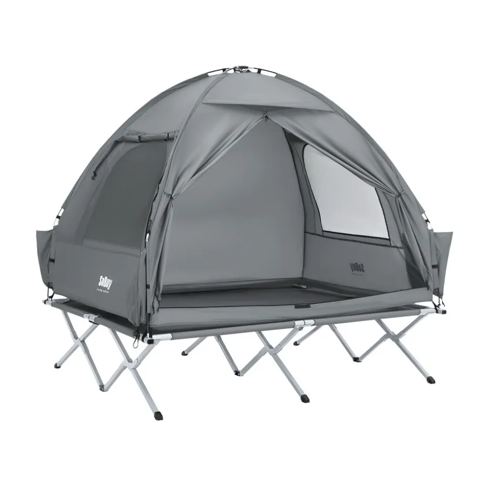 SoBuy Campingzelt mit 1 Tür Hellgrau 193x145x185cm Funktional