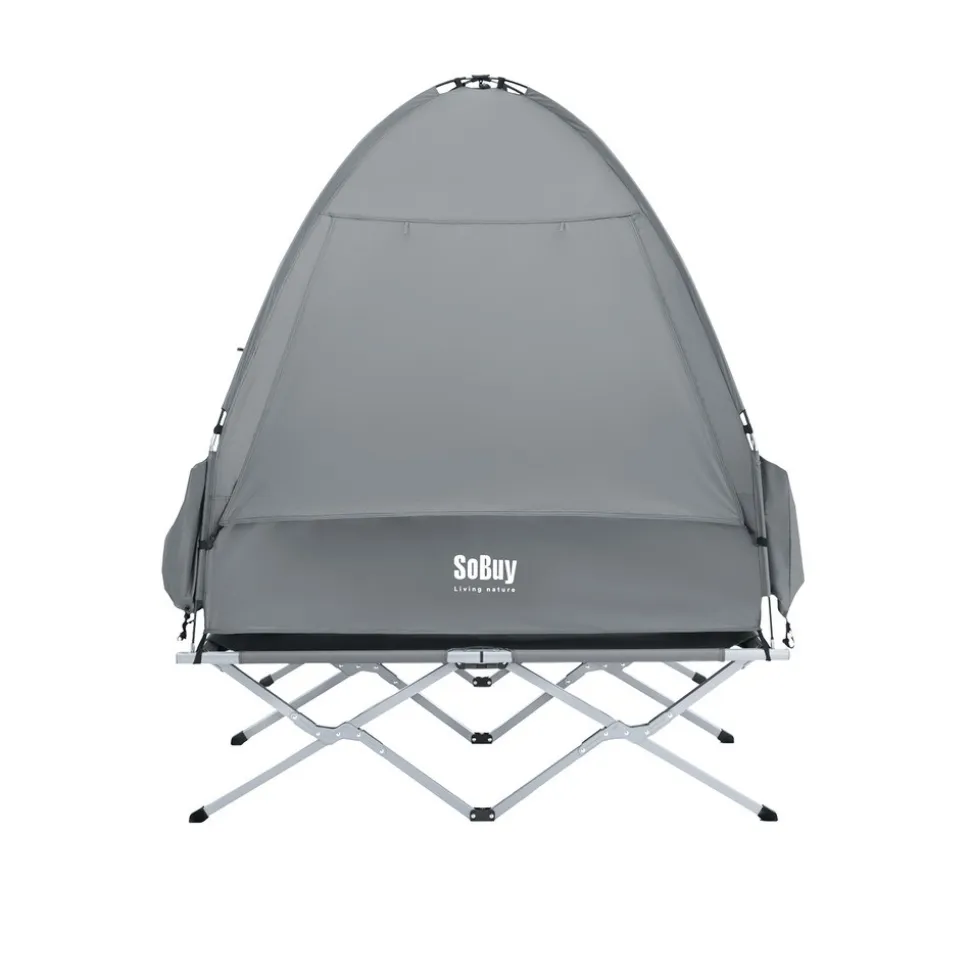 SoBuy Campingzelt mit 1 Tür Hellgrau 193x145x185cm Funktional