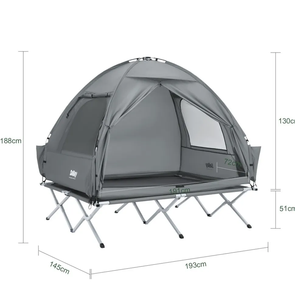 SoBuy Campingzelt mit 1 Tür Hellgrau 193x145x185cm Funktional