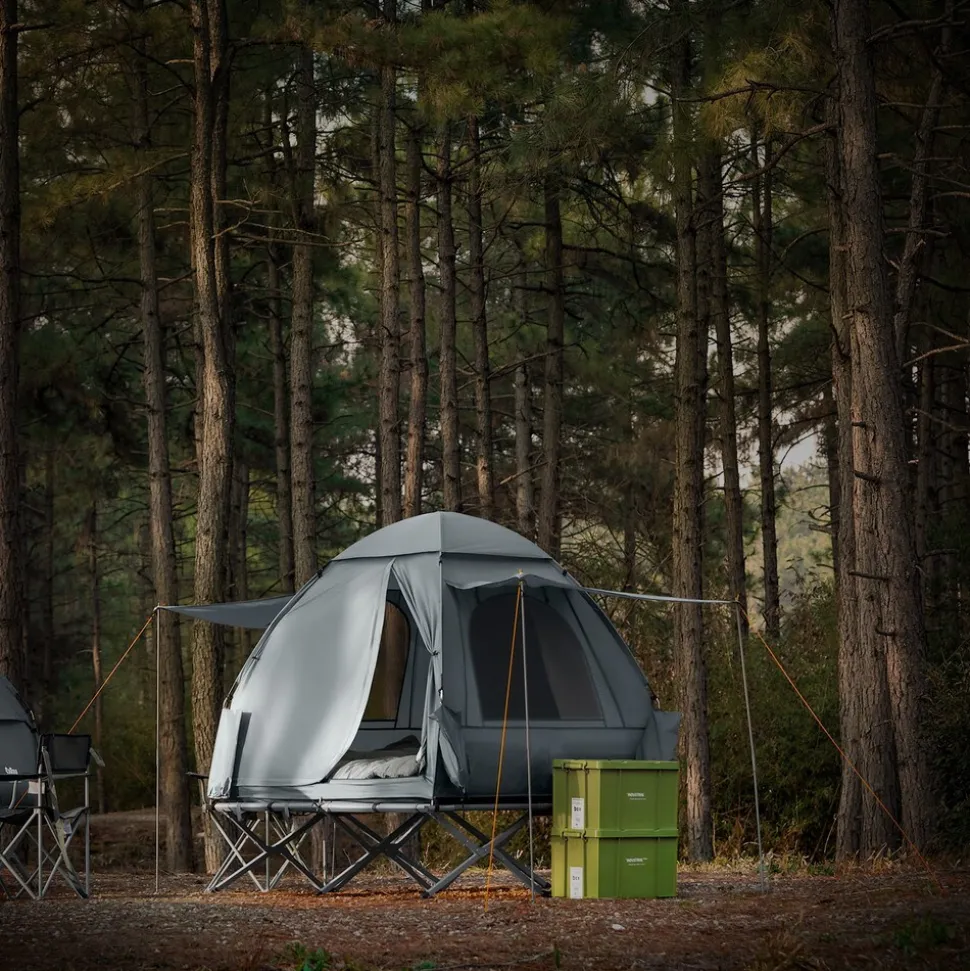 SoBuy Campingzelt mit 1 Tür Hellgrau 193x145x185cm Funktional