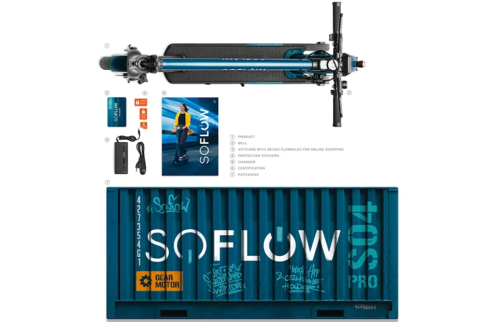 SOFLOW - SO4 pro E-Scooter 10,5 Ah, blk/grn, dt. Straßenzul.