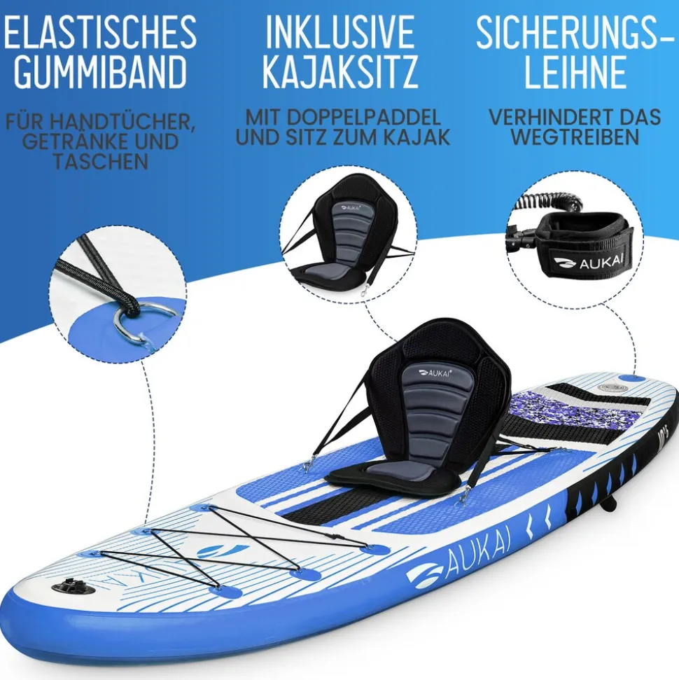 Stand Up Paddle Board "AUKAI Pro" mit Kajak-Sitz grau