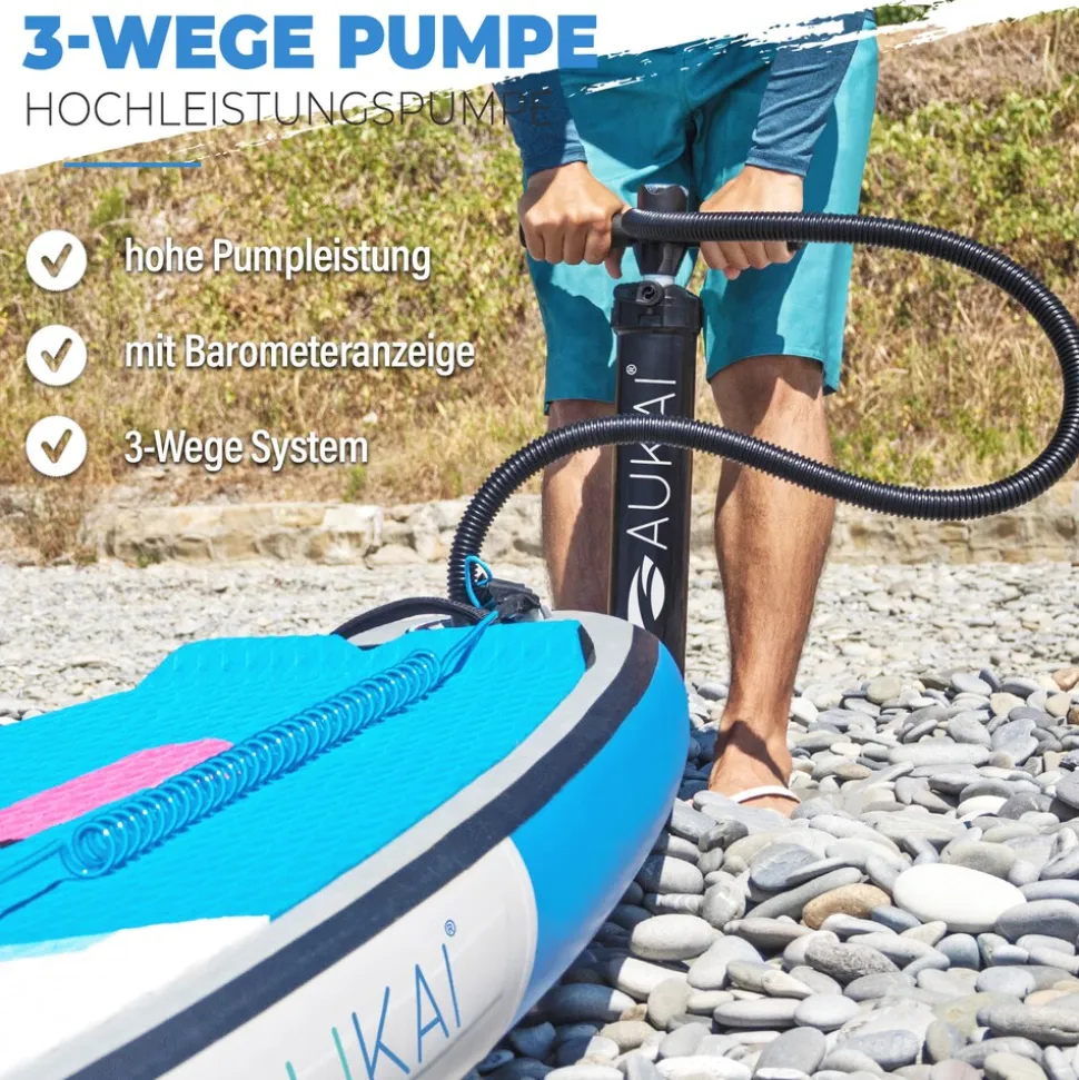 Stand Up Paddle Board "AUKAI Pro" mit Kajak-Sitz grau