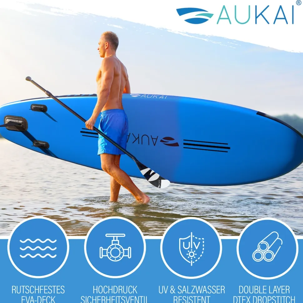 Stand Up Paddle Board "AUKAI Pro" mit Kajak-Sitz grau