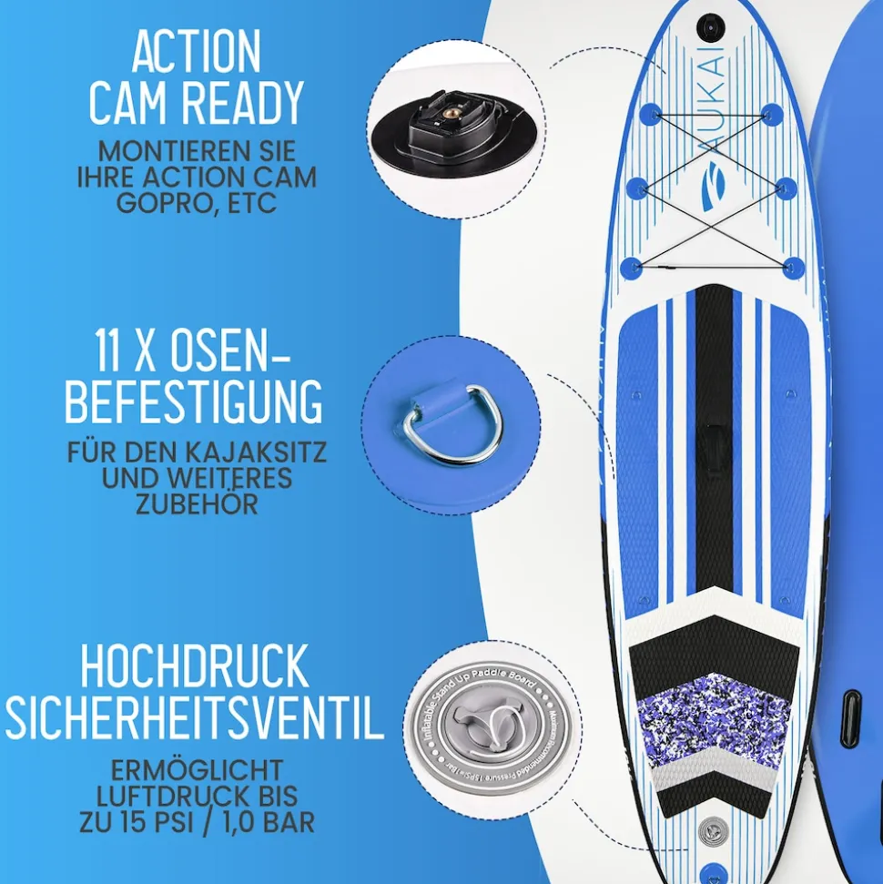 Stand Up Paddle Board "AUKAI Pro" mit Kajak-Sitz grau
