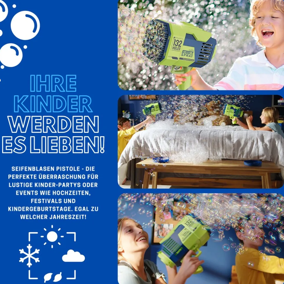 Starlyf® Seifenblasen Pistole mit Akku - Seifenblasenmaschine Bubble Spray
