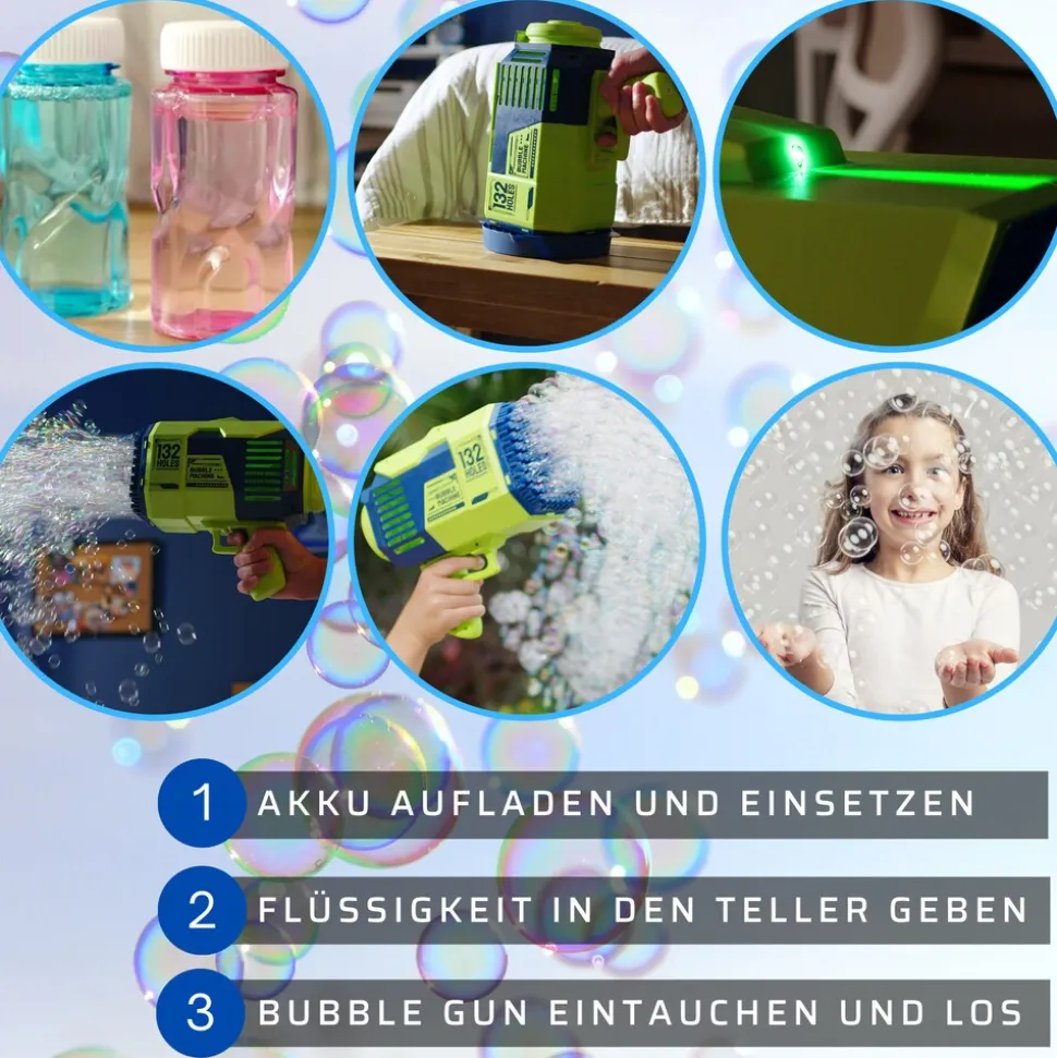 Starlyf® Seifenblasen Pistole mit Akku - Seifenblasenmaschine Bubble Spray