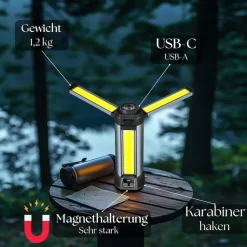Steinborg 12in1 Multifunktionsleuchte LED-Campingleuchte 2000 Lumen 6000mAh