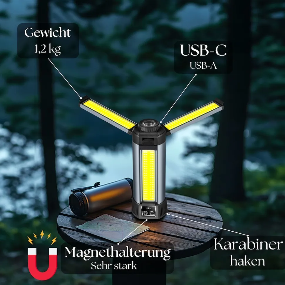 Steinborg 12in1 Multifunktionsleuchte LED-Campingleuchte 2000 Lumen 6000mAh