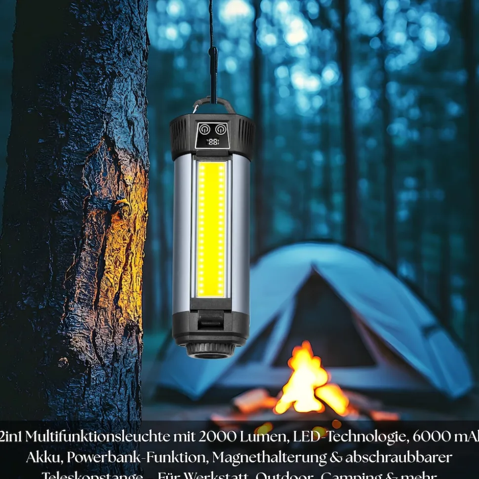 Steinborg 12in1 Multifunktionsleuchte LED-Campingleuchte 2000 Lumen 6000mAh