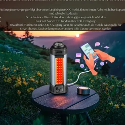 Steinborg 12in1 Multifunktionsleuchte LED-Campingleuchte 2000 Lumen 6000mAh