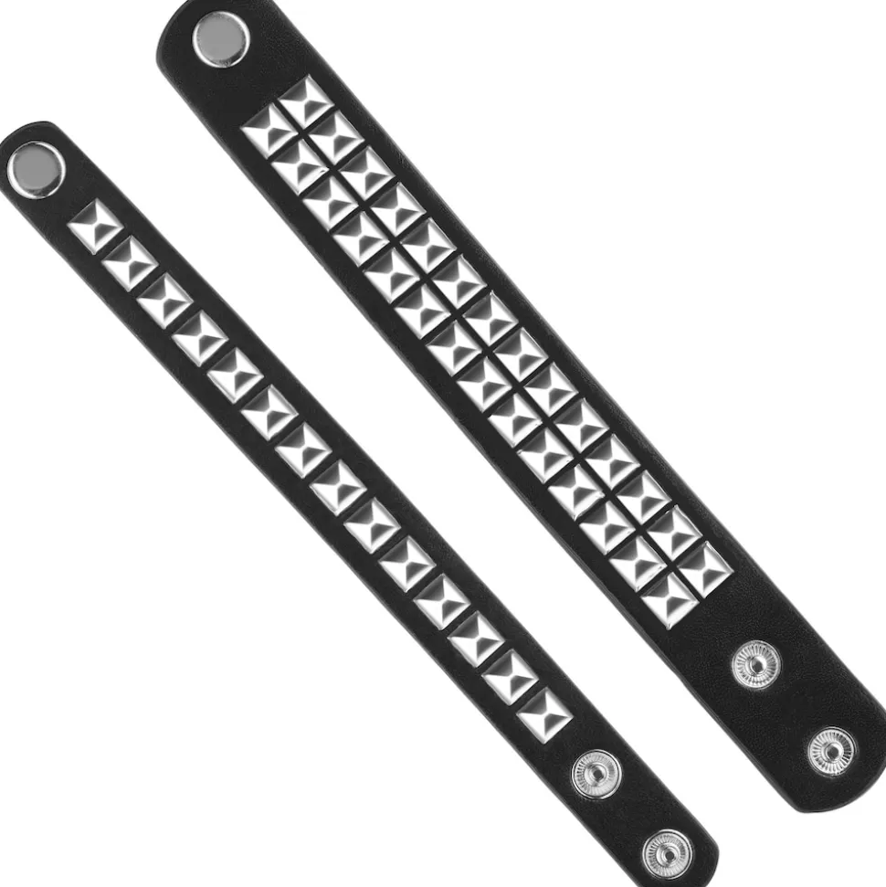 tectake® Accessoires-Set Leder Handschuhe und zwei Armbänder