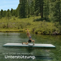 tectake® Airtrack Trainingsmatte, aufblasbar, rutschfestes, hochwertiges PVC, inkl. Transporttasche, 397 x 104 x 10 cm