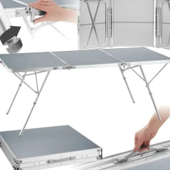 tectake® Aluminium Campingtisch, klappbar, bodenschonende, höhenverstellbare Füße, 180 x 70 x 70,5 cm