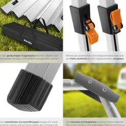 tectake® Aluminium Campingtisch, faltbar, höhenverstellbar, 90 x 52 x 47 - 70 cm