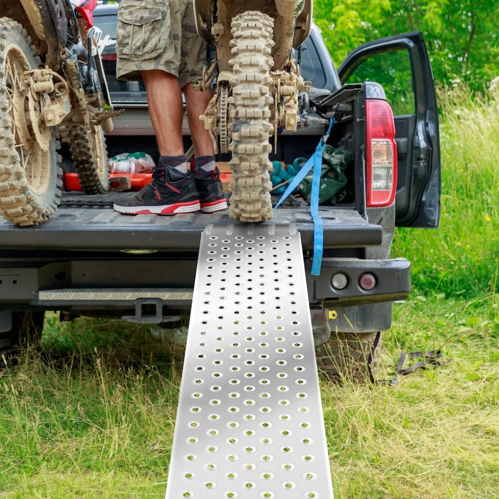 tectake® Auffahrrampen, 2er Set, rutschfeste, perforierte Oberfläche, 160 x 23 x 4,5 cm