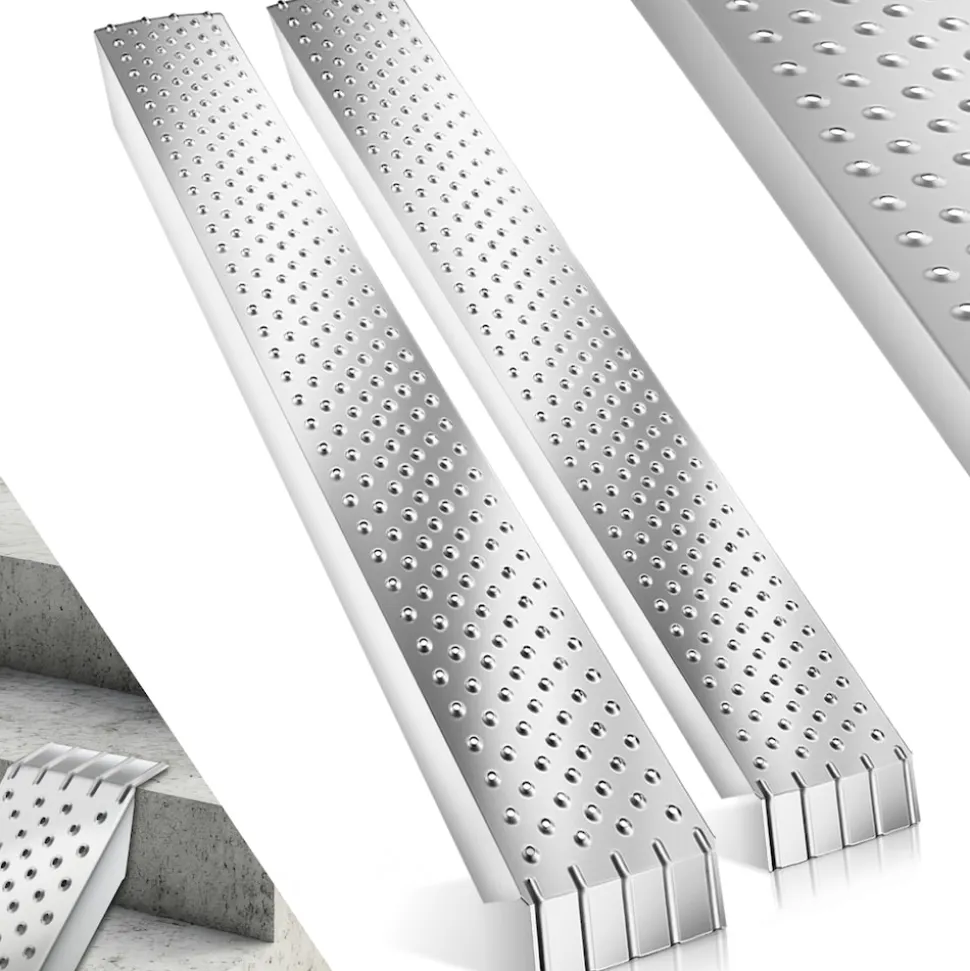tectake® Auffahrrampen, 2er Set, rutschfeste, perforierte Oberfläche, 160 x 23 x 4,5 cm