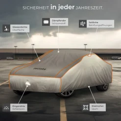 tectake® Autoplane, wasserdicht und atmungsaktiv, mit 4 mm Schaumstoffschicht, 3 längenverstellbare Spanngurte, inklusive Aufbewahrungstasche