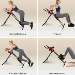 tectake® Bauchtrainer, 5-fach verstellbar, klappbar, mit Trainingscomputer