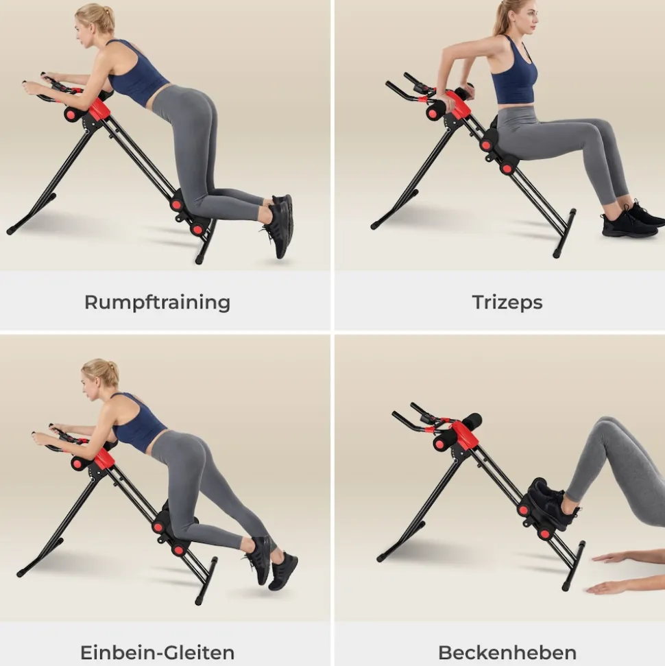 tectake® Bauchtrainer, 5-fach verstellbar, klappbar, mit Trainingscomputer