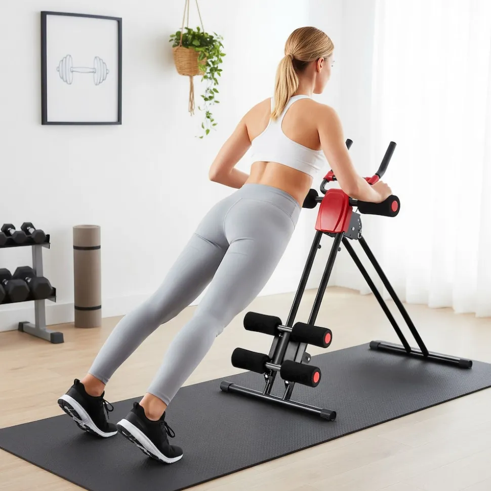 tectake® Bauchtrainer, 5-fach verstellbar, klappbar, mit Trainingscomputer