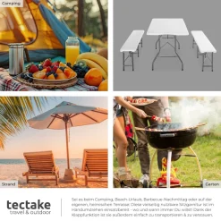 tectake® Bierzeltgarnitur, klappbar, hohe Belastbarkeit, mit Tragegriffen