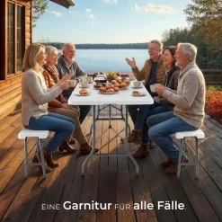 tectake® Bierzeltgarnitur, klappbar, hohe Belastbarkeit, mit Tragegriffen