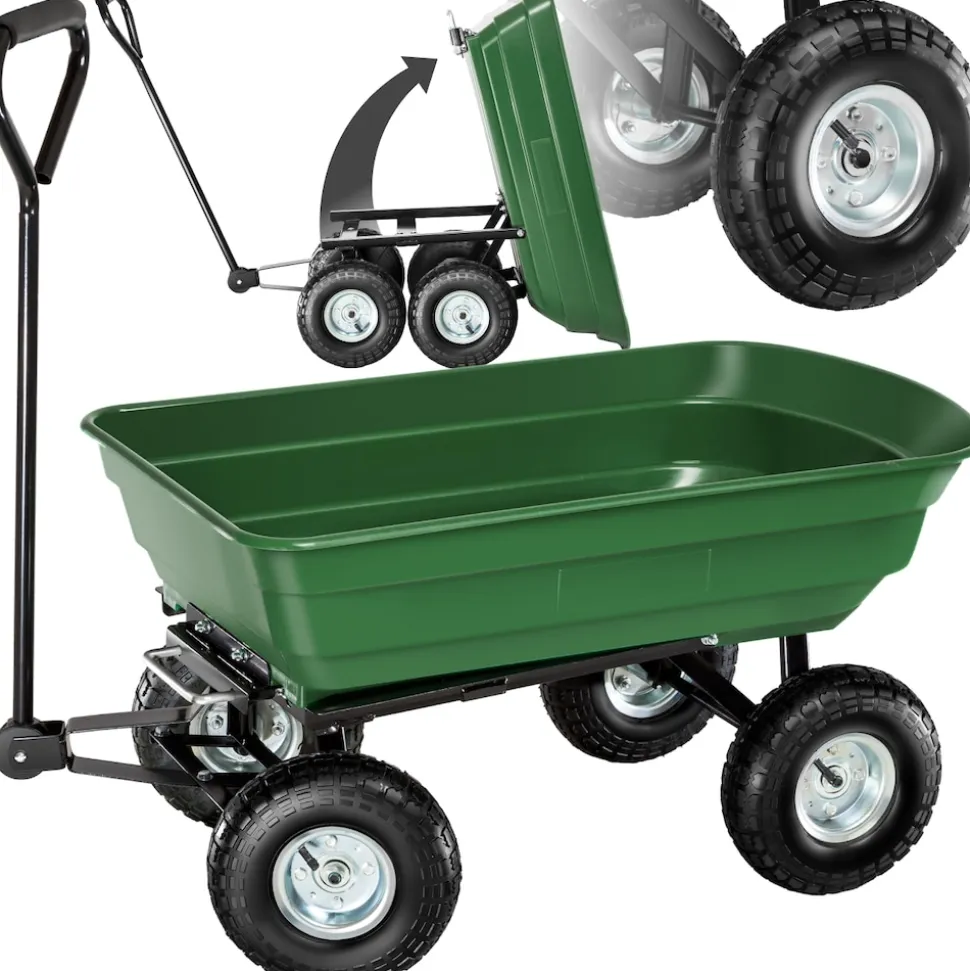 tectake® Bollerwagen, mit Kippfunktion, leichtgängige Lenkachse, Belastbarkeit 300 kg