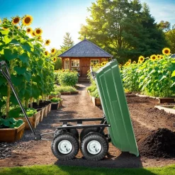 tectake® Bollerwagen, mit Kippfunktion, leichtgängige Lenkachse, Belastbarkeit 300 kg