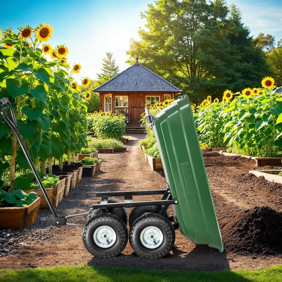 tectake® Bollerwagen, mit Kippfunktion, leichtgängige Lenkachse, Belastbarkeit 300 kg