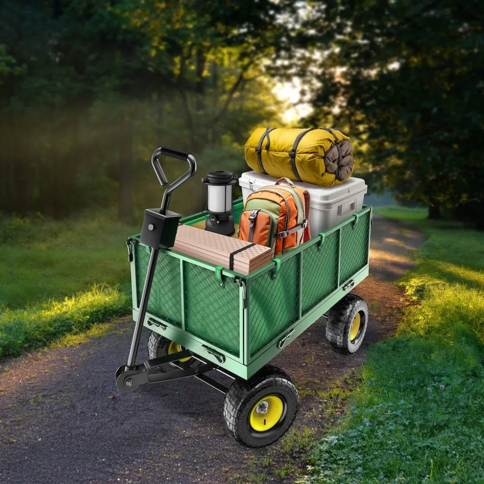 tectake® Bollerwagen, mit klappbaren Seitenwänden, leichtgängige Lenkachse mit gepolstertem Griff, Belastbarkeit 550 kg