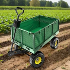 tectake® Bollerwagen, mit klappbaren Seitenwänden, leichtgängige Lenkachse mit gepolstertem Griff, Belastbarkeit 550 kg
