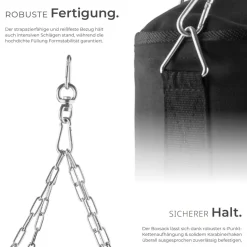 tectake® Boxsack, gefüllt, hängend, 28 x 105 cm, inklusive Karabinerhaken