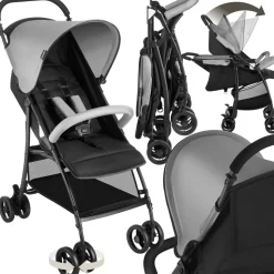 tectake® Buggy-Kinderwagen, klappbar, mit 5-Punkt-Gurt, Bremse und Schutzbügel, pulverbeschichtetes Stahlgestell und pflegeleichter Polyesterbezug, für 0 bis 36 Monate geeignet, Belastbarkeit 15 kg