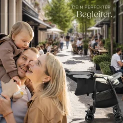 tectake® Buggy-Kinderwagen, klappbar, mit 5-Punkt-Gurt, Bremse und Schutzbügel, pulverbeschichtetes Stahlgestell und pflegeleichter Polyesterbezug, für 0 bis 36 Monate geeignet, Belastbarkeit 15 kg