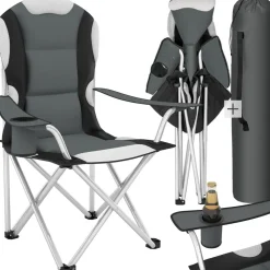 tectake® Campingstuhl, faltbar, gepolstert, geringes Gewicht, 60 x 88 x 110 cm