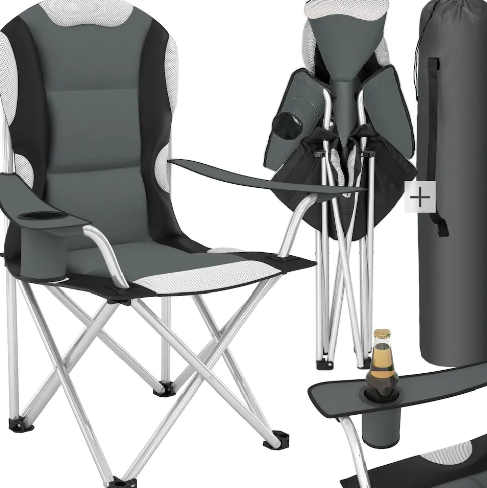 tectake® Campingstuhl, faltbar, gepolstert, geringes Gewicht, 60 x 88 x 110 cm