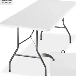 tectake® Campingtisch, klappbar, wetterfest, 120 kg Belastbarkeit, gummierter Tragegriff