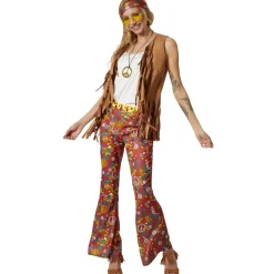 tectake® Damenkostüm Hippie Weste und Hose