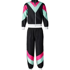 tectake® Damenkostüm Retro 80er 90er Jahre Jogginganzug