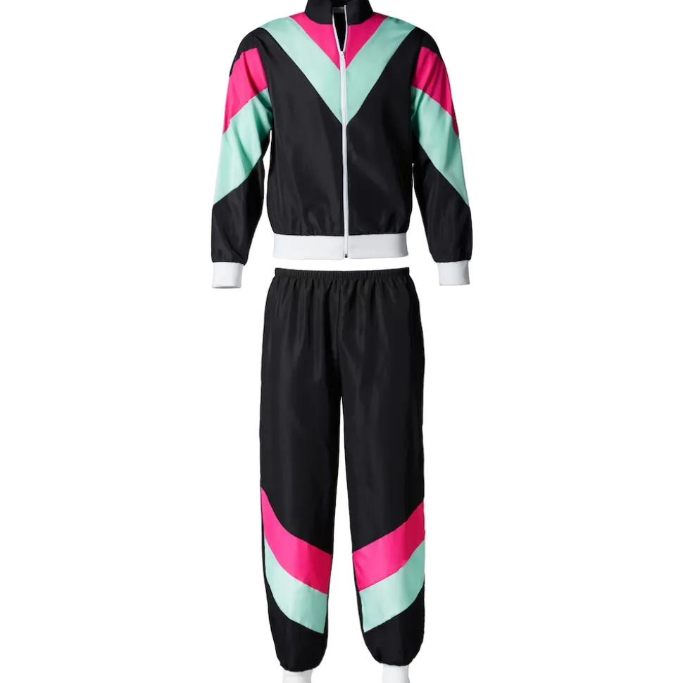 tectake® Damenkostüm Retro 80er 90er Jahre Jogginganzug