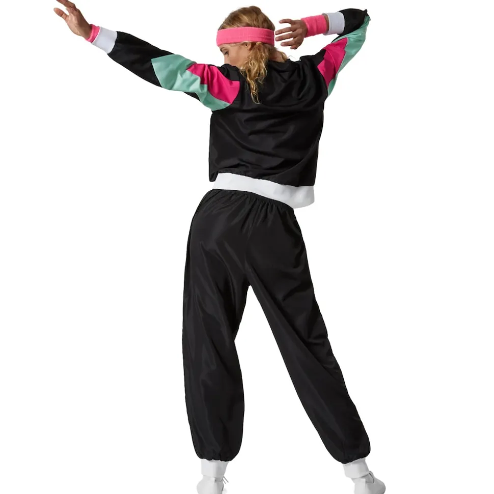 tectake® Damenkostüm Retro 80er 90er Jahre Jogginganzug