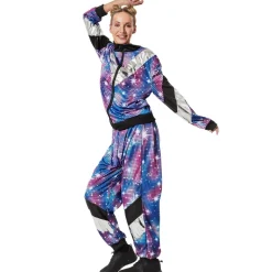 tectake® Damenkostüm Retro 80er 90er Jahre Disco Jogginganzug