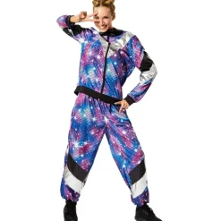 tectake® Damenkostüm Retro 80er 90er Jahre Disco Jogginganzug